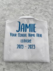 Blue HTV Personalised School Leavers Shirt - Ink Stitch Press