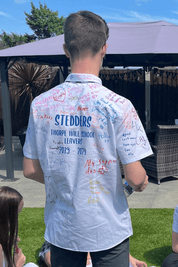 Blue HTV Personalised School Leavers Shirt - Ink Stitch Press