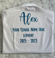 Blue HTV Personalised School Leavers Shirt - Ink Stitch Press