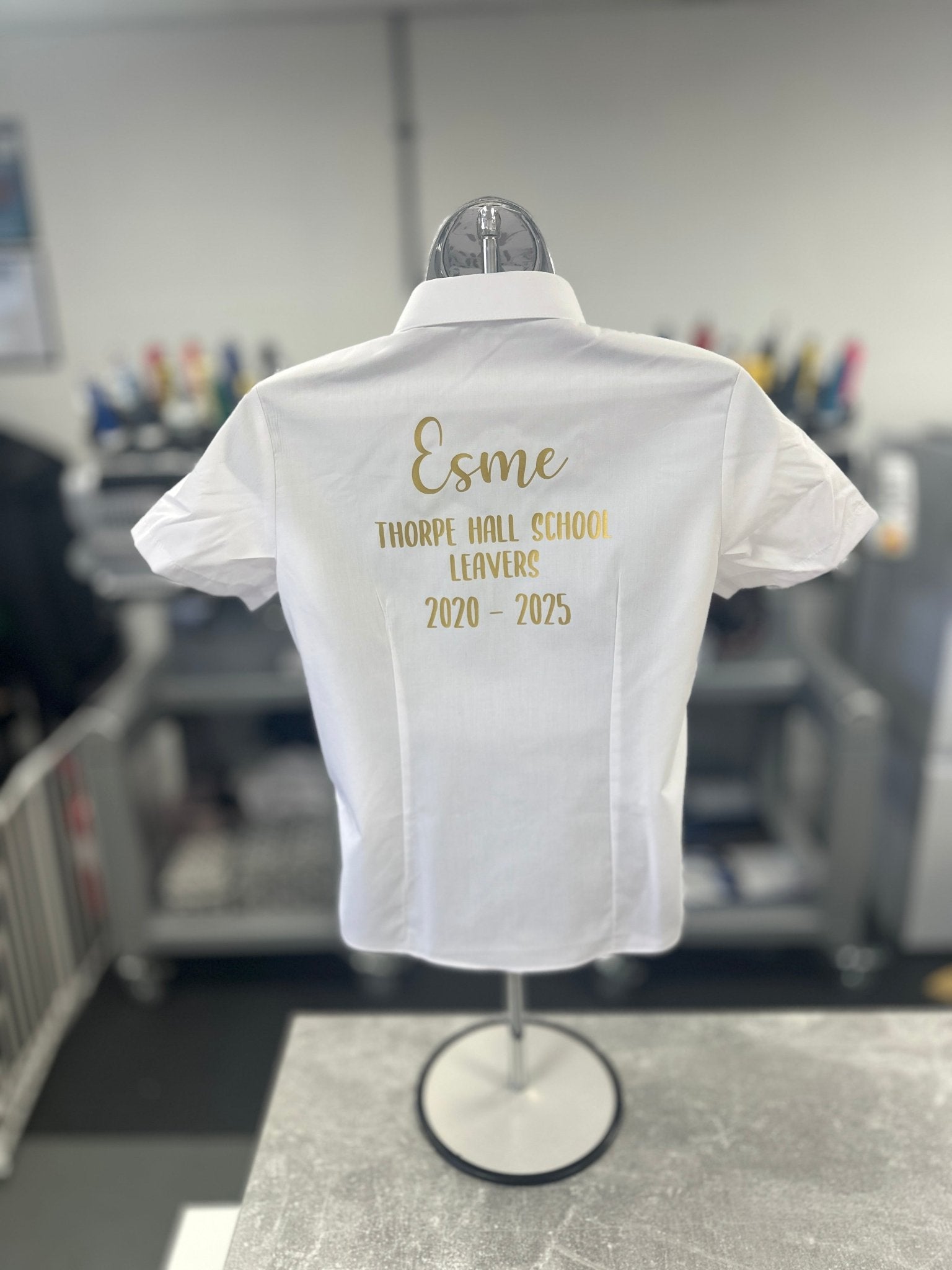 Gold HTV Personalised School Leavers Shirt - Ink Stitch Press