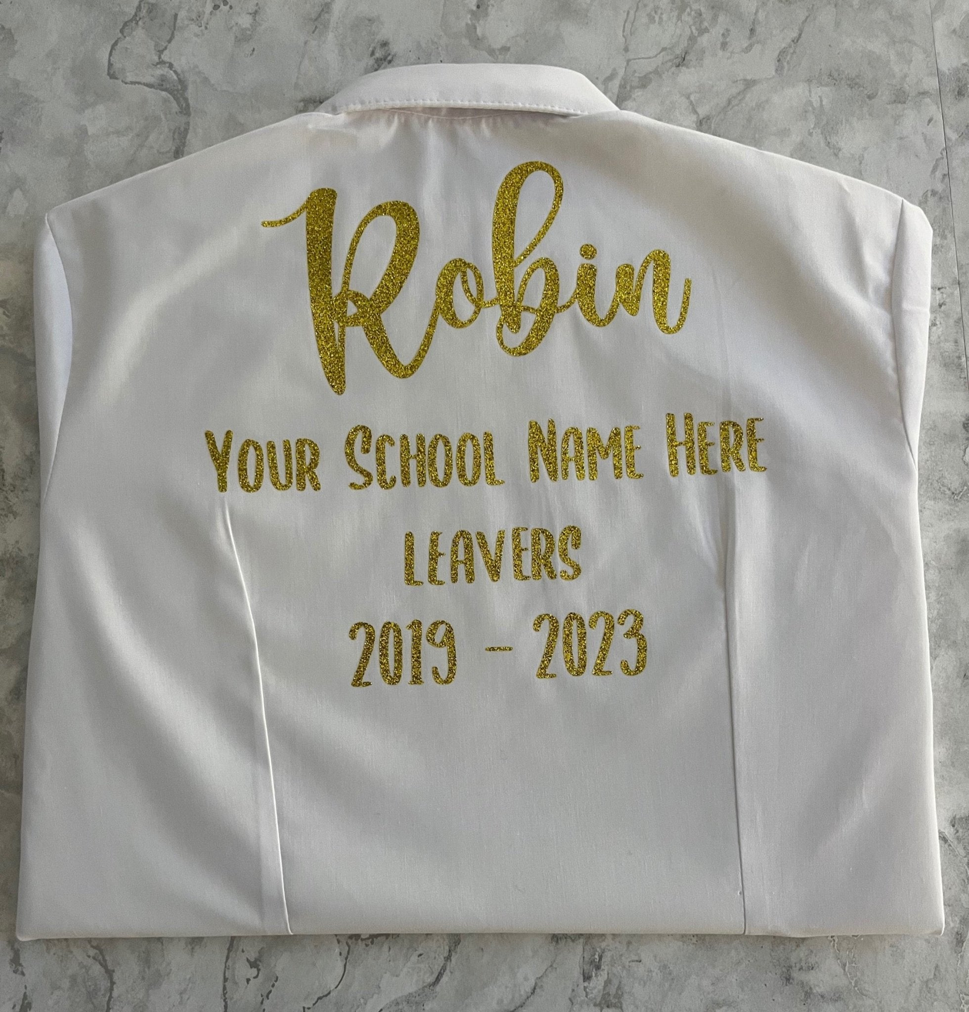 Gold HTV Personalised School Leavers Shirt - Ink Stitch Press