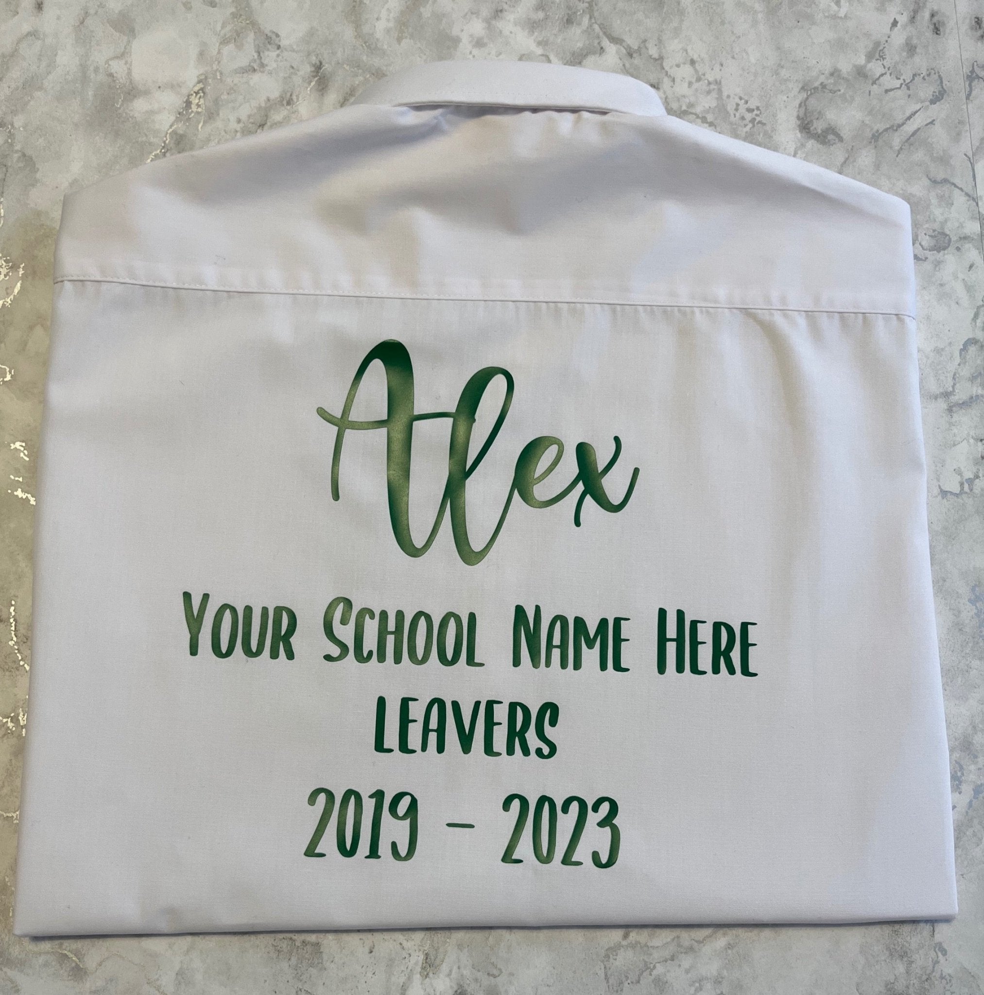 Green HTV Personalised School Leavers Shirt - Ink Stitch Press