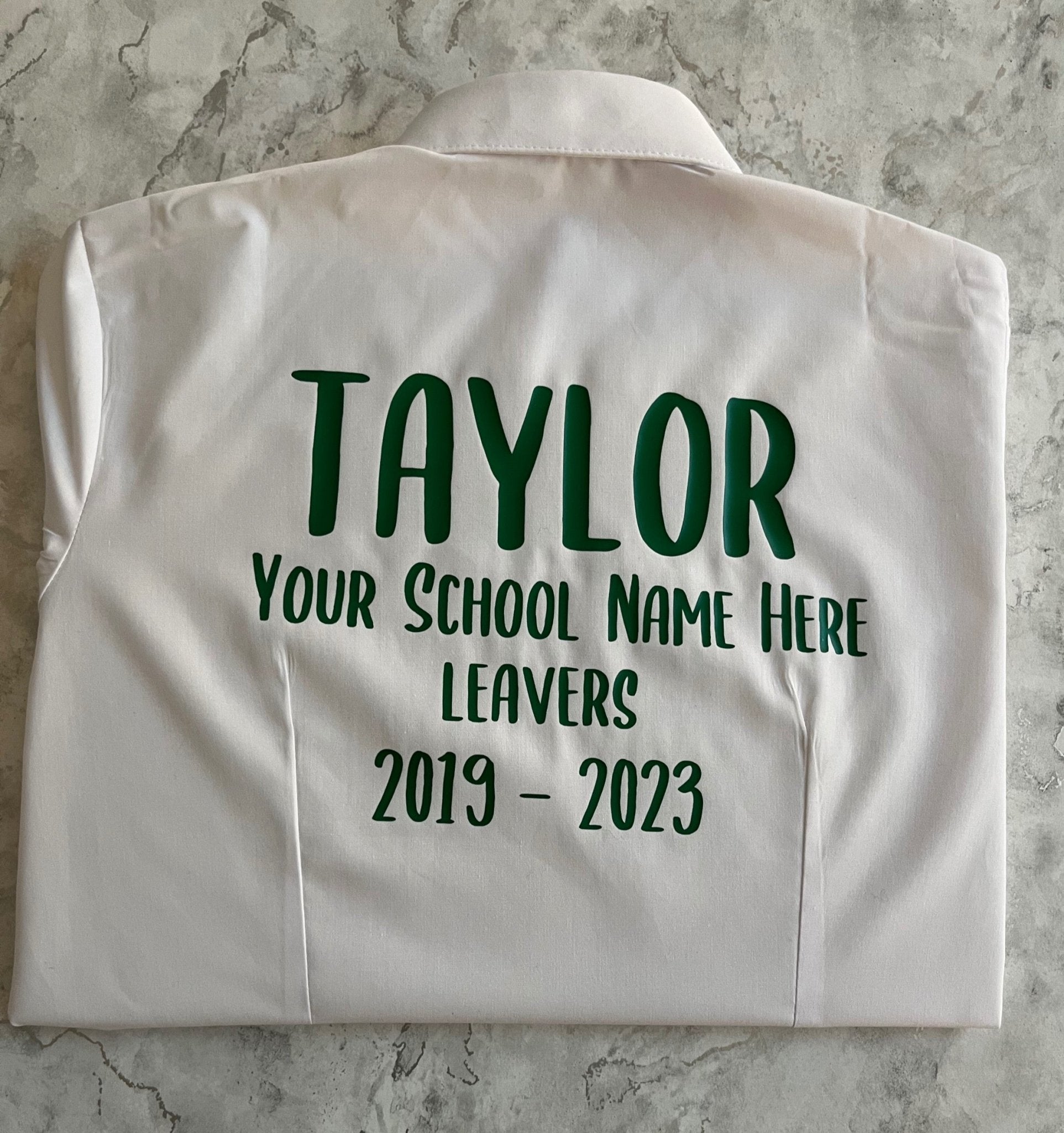 Green HTV Personalised School Leavers Shirt - Ink Stitch Press