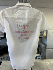 Pink HTV Personalised School Leavers Shirt - Ink Stitch Press