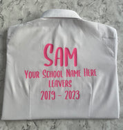 Pink HTV Personalised School Leavers Shirt - Ink Stitch Press