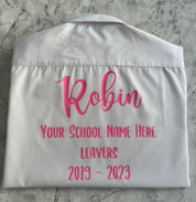 Pink HTV Personalised School Leavers Shirt - Ink Stitch Press