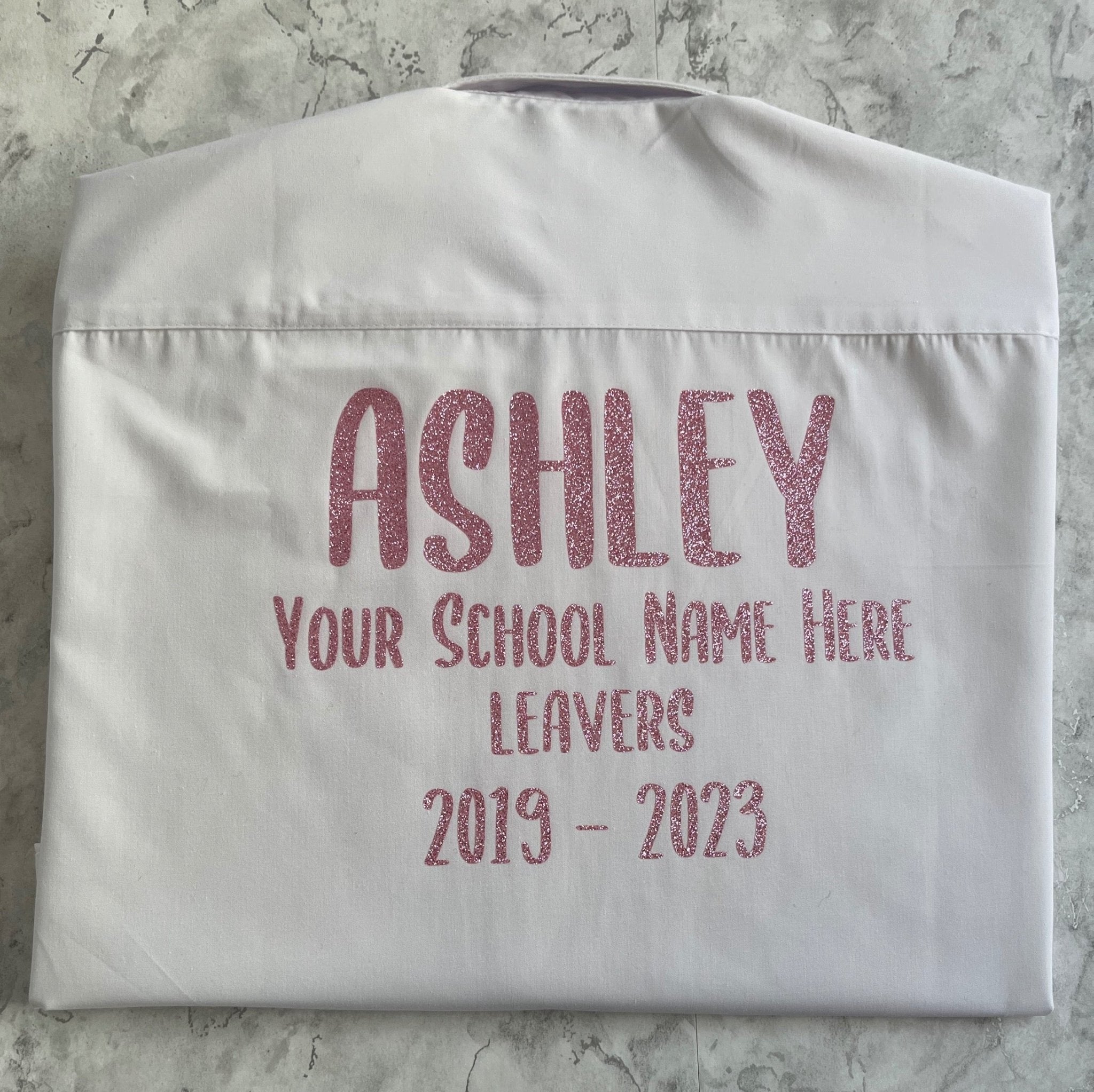 Pink HTV Personalised School Leavers Shirt - Ink Stitch Press