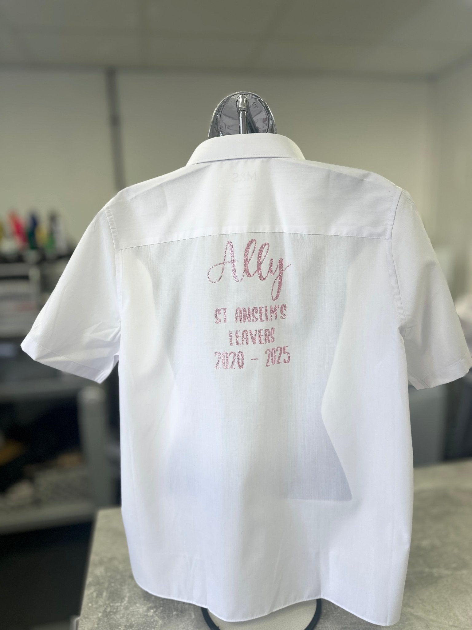Pink HTV Personalised School Leavers Shirt - Ink Stitch Press