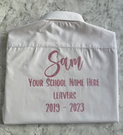 Pink HTV Personalised School Leavers Shirt - Ink Stitch Press