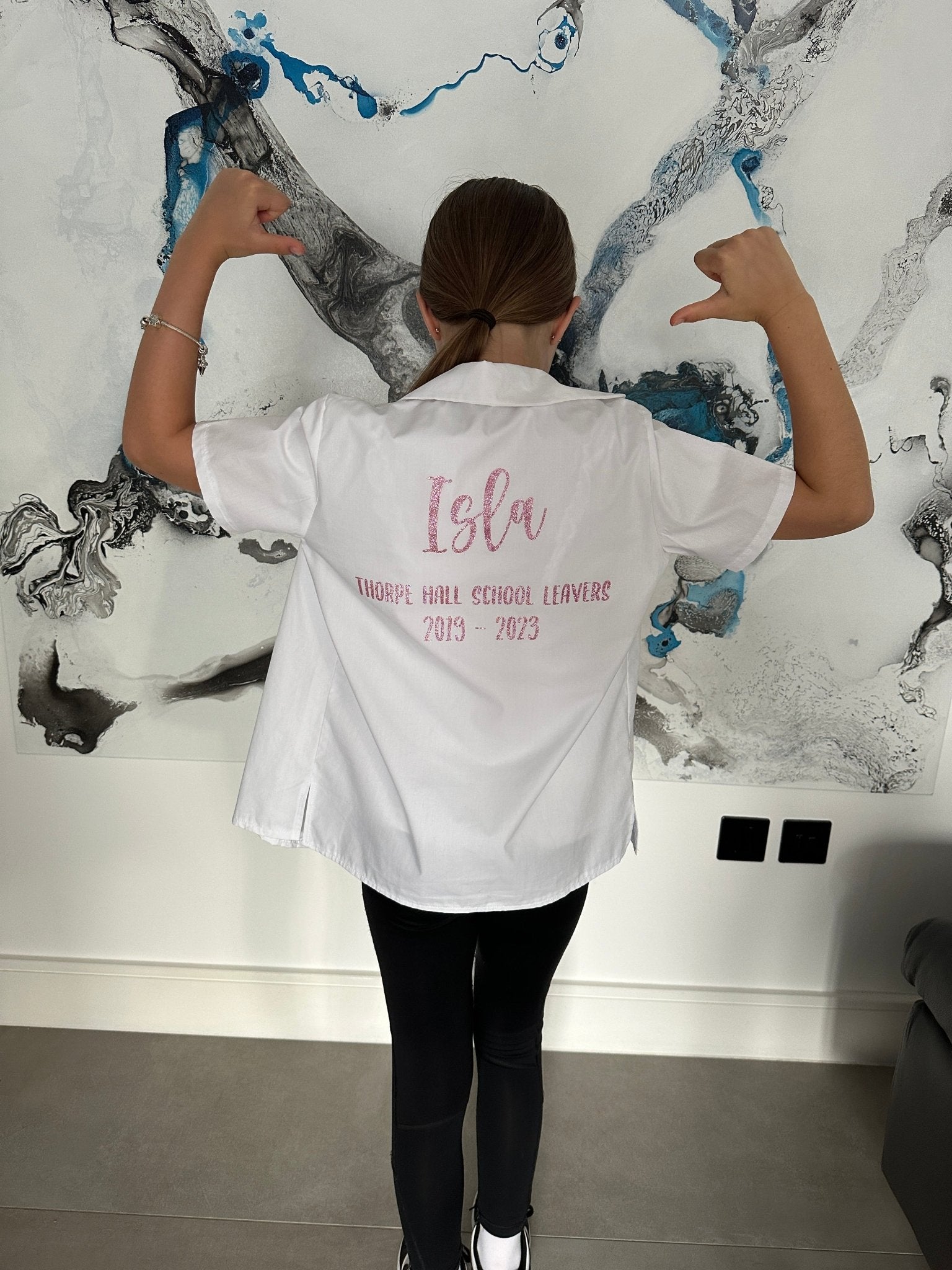 Pink HTV Personalised School Leavers Shirt - Ink Stitch Press