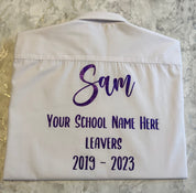 Purple HTV Personalised School Leavers Shirt - Ink Stitch Press