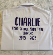 Purple HTV Personalised School Leavers Shirt - Ink Stitch Press