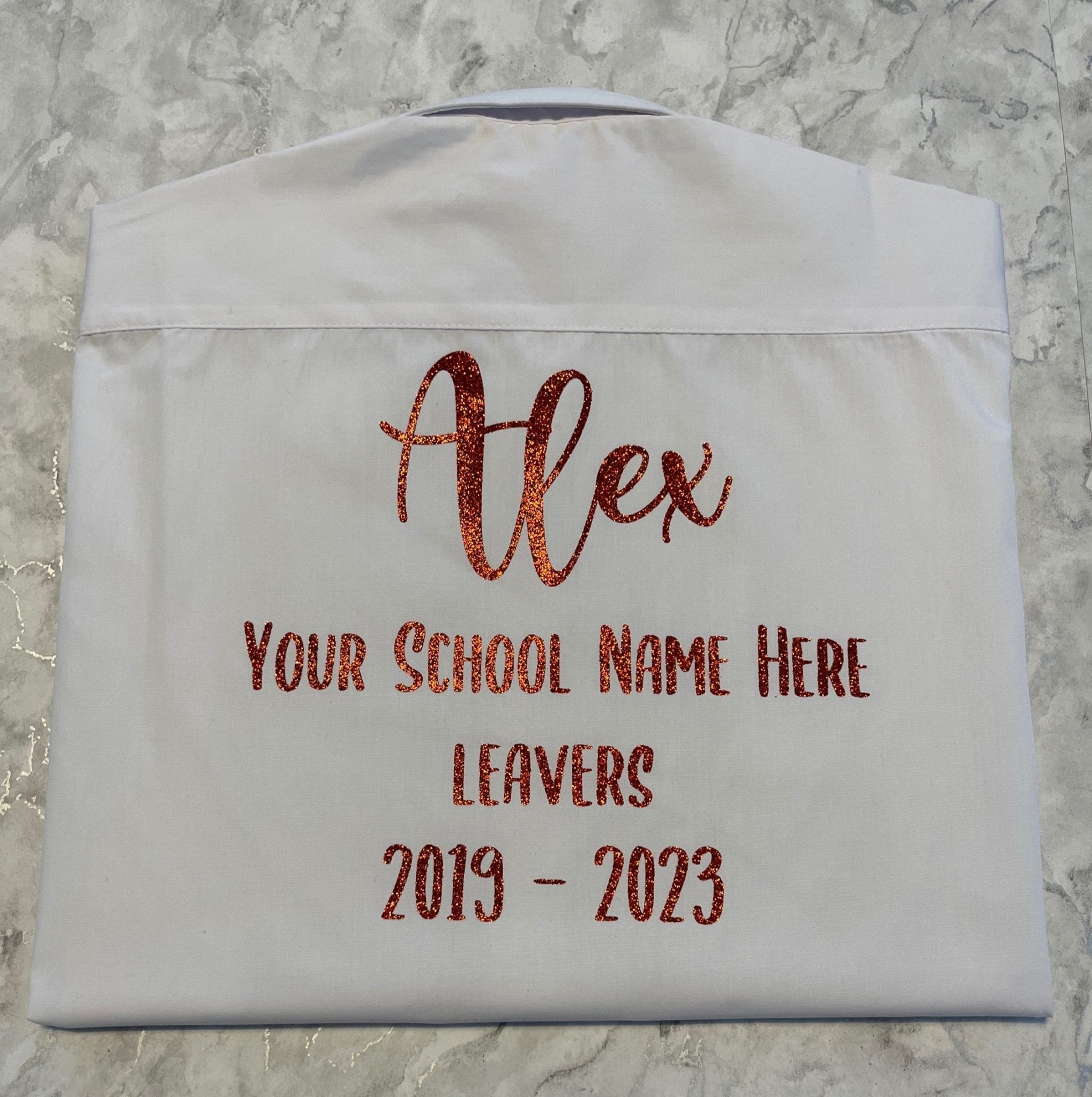 Red HTV Personalised School Leavers Shirt - Ink Stitch Press