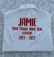 Red HTV Personalised School Leavers Shirt - Ink Stitch Press