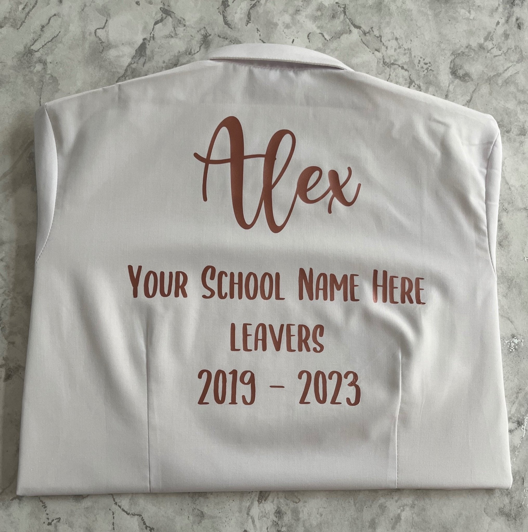 Rose Gold HTV Personalised School Leavers Shirt - Ink Stitch Press