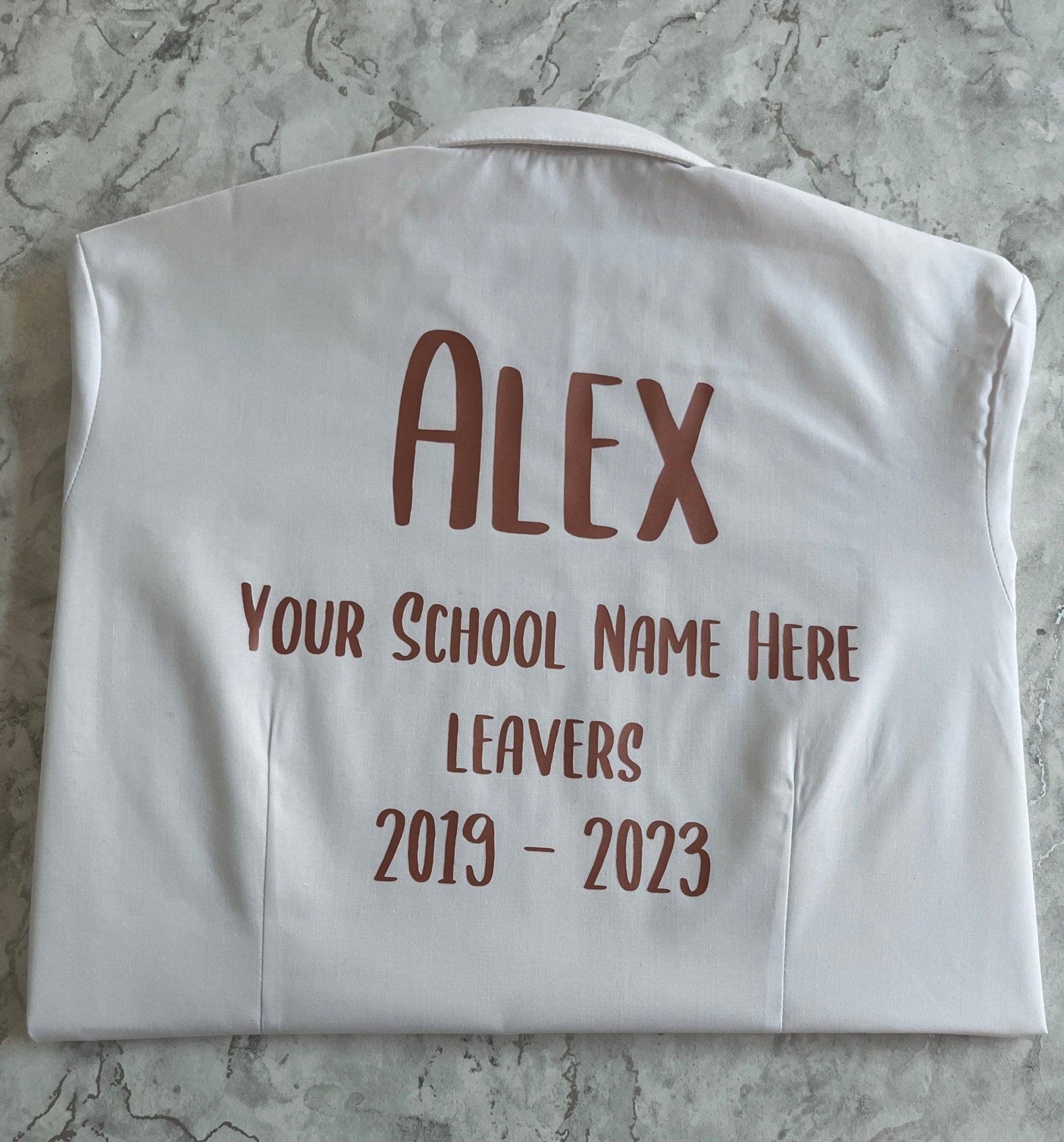 Rose Gold HTV Personalised School Leavers Shirt - Ink Stitch Press