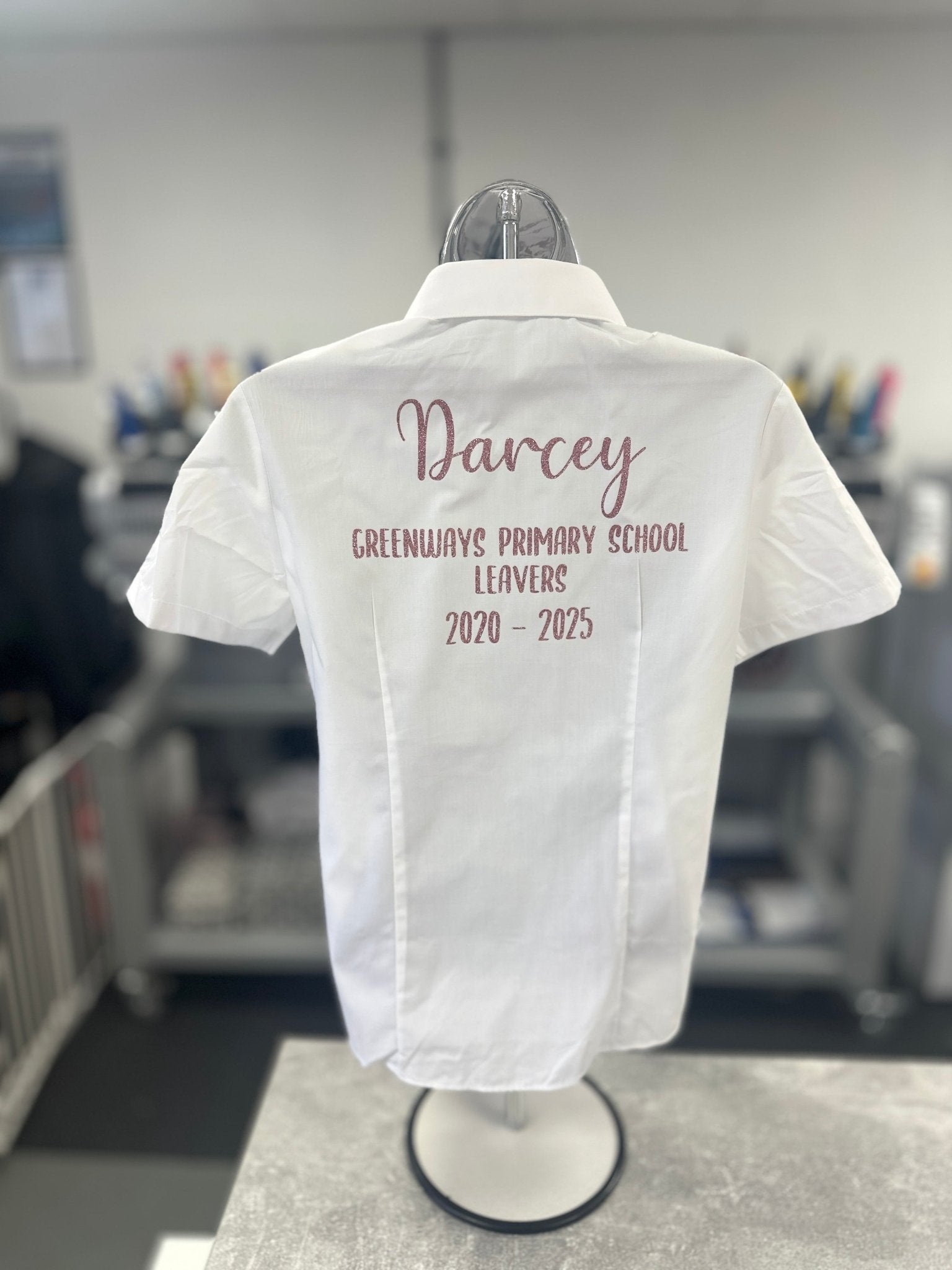 Rose Gold HTV Personalised School Leavers Shirt - Ink Stitch Press