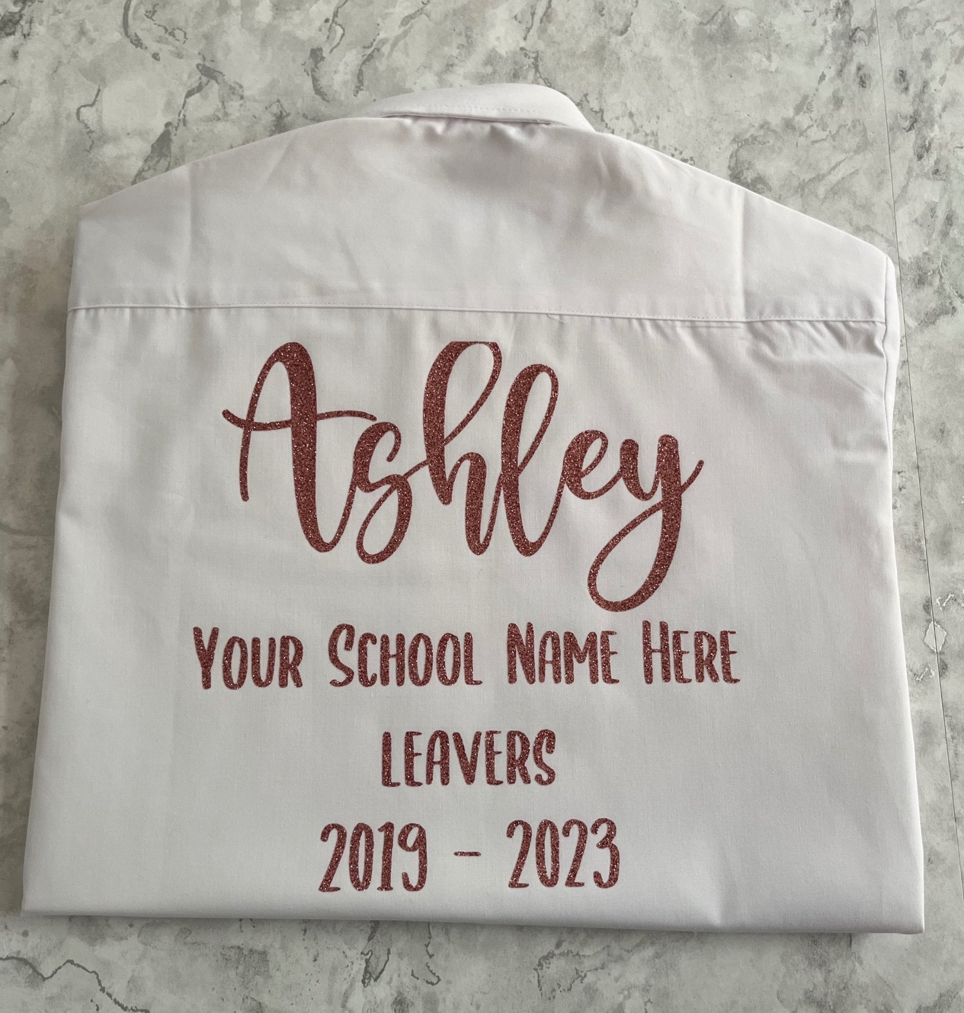 Rose Gold HTV Personalised School Leavers Shirt - Ink Stitch Press
