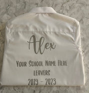 Silver HTV Personalised School Leavers Shirt - Ink Stitch Press