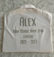 Silver HTV Personalised School Leavers Shirt - Ink Stitch Press