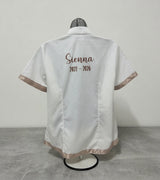 Taupe Satin Ribbon Trim & Bows Personalised School Leavers Shirt