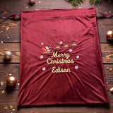 Personalised Embroidered Velvet Christmas Sack