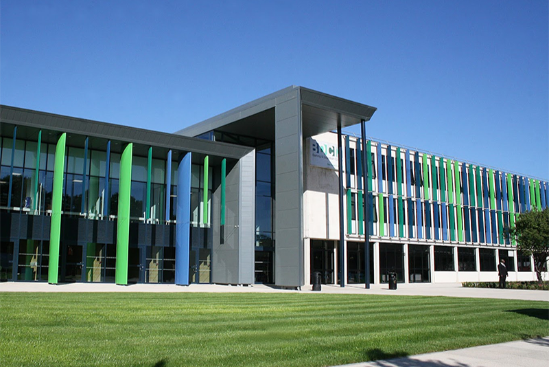 A view of the Barking and Dagenham College campus, highlighting its contemporary design and welcoming environment for students.