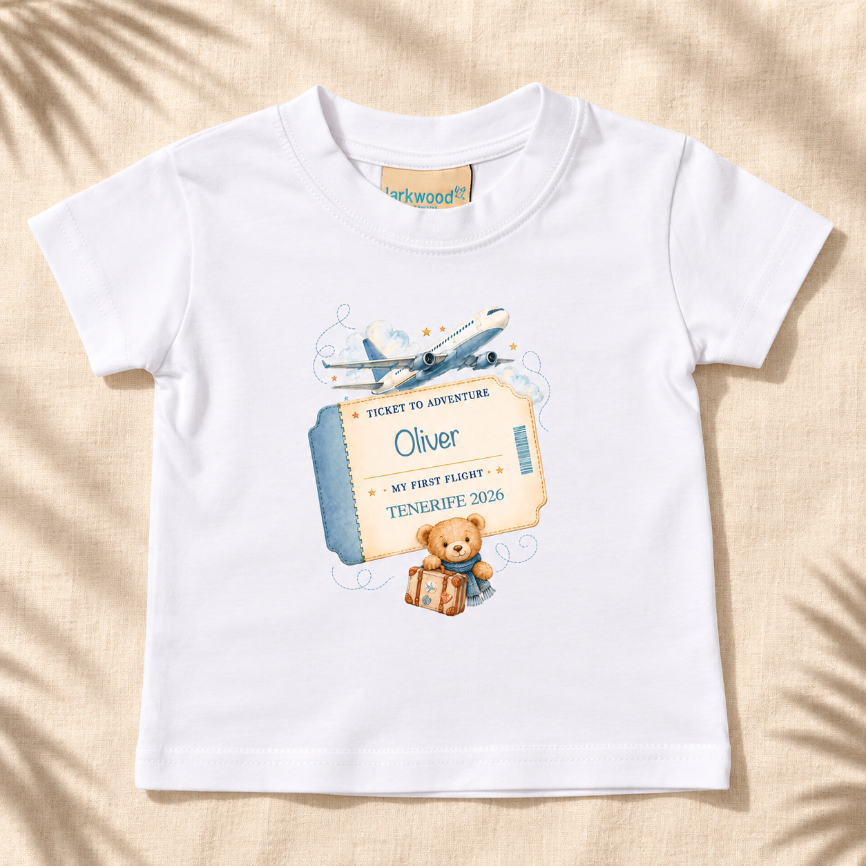 Personalised Plane Ticket T-Shirt With Name & Destination