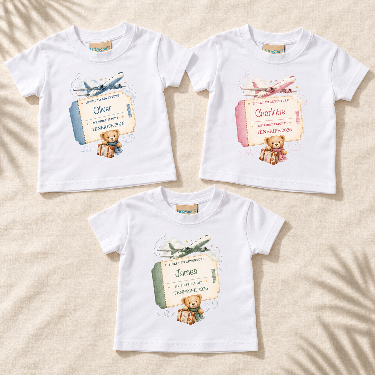 Personalised Plane Ticket T-Shirt With Name & Destination