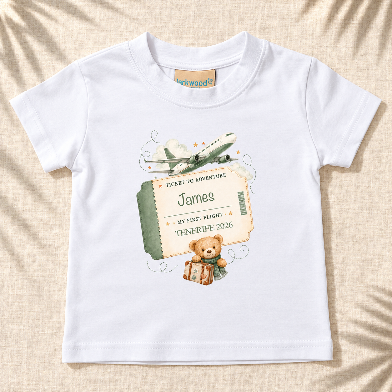 Personalised Plane Ticket T-Shirt With Name & Destination