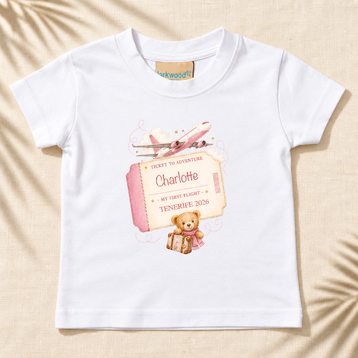 Personalised Plane Ticket T-Shirt With Name & Destination