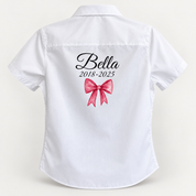 Pink Printed Bow Personalised Leavers Shirt