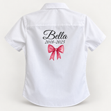 Pink Printed Bow Personalised Leavers Shirt