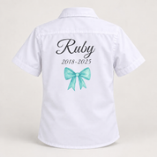 Teal Printed Bow Personalised Leavers Shirt