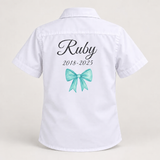 Teal Printed Bow Personalised Leavers Shirt