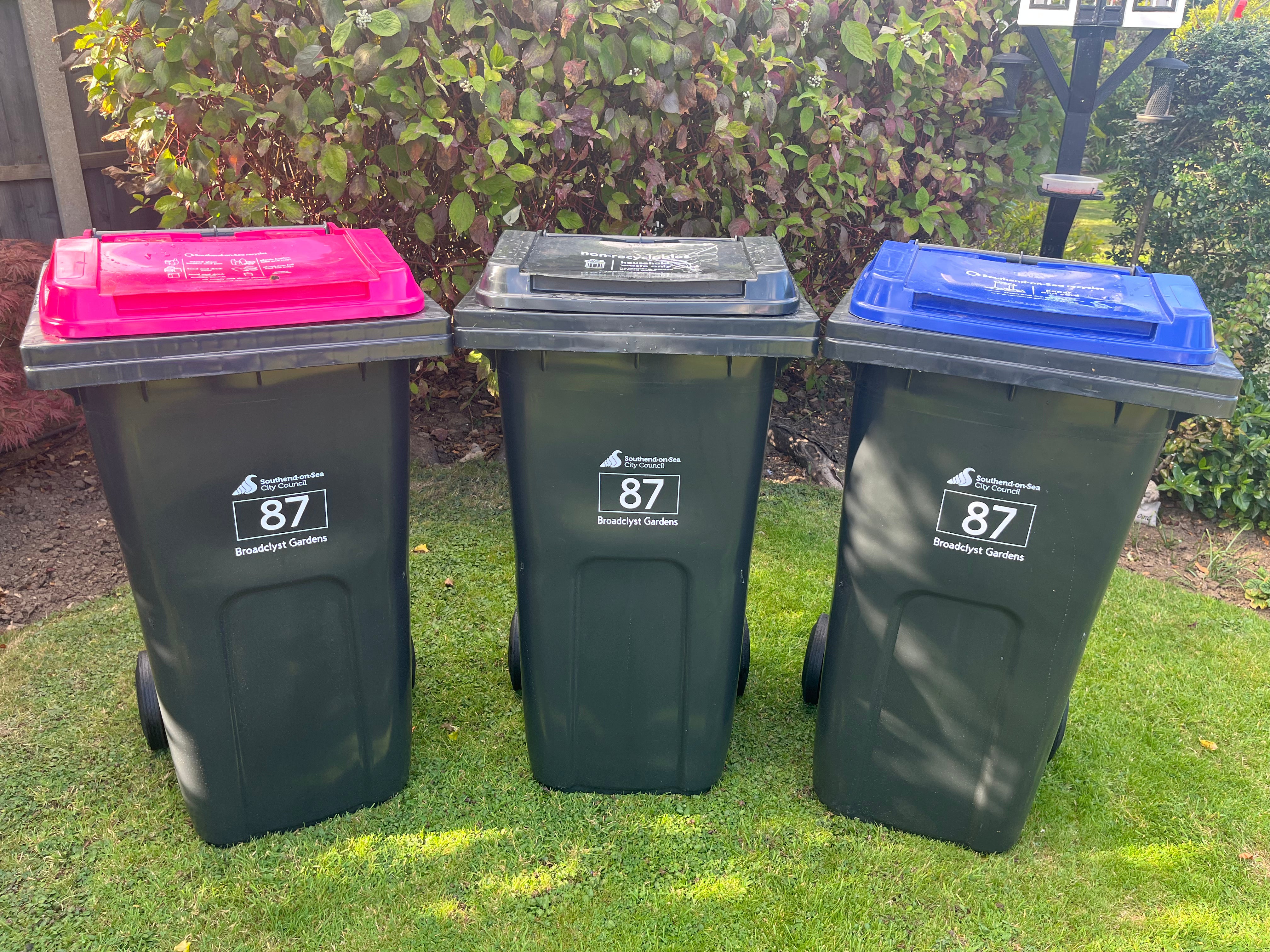 Personalised Outdoor Bin Identity Labels - Set of 3 - Southend-on-Sea