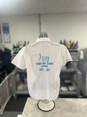 Blue HTV Personalised School Leavers Shirt - Ink Stitch Press
