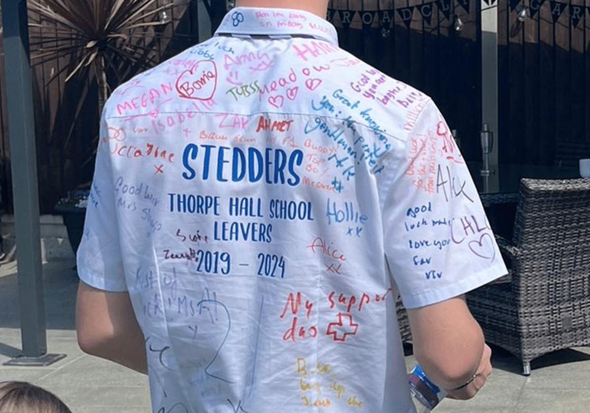 Blue HTV Personalised School Leavers Shirt - Ink Stitch Press