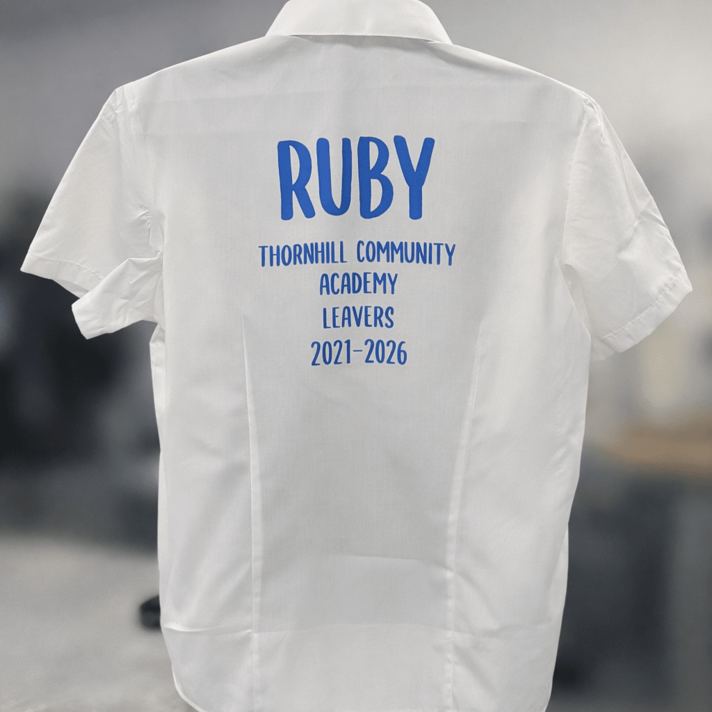 Blue Personalised School Leavers Shirt - Ink Stitch Press