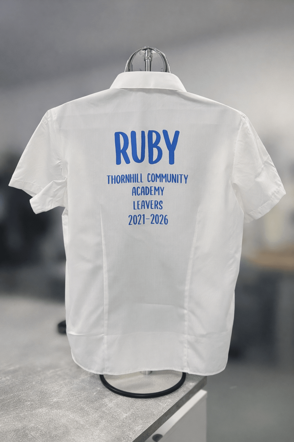 Blue Personalised School Leavers Shirt - Ink Stitch Press