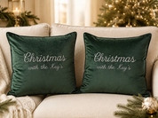 Personalised Embroidered Velvet Christmas Cushion Cover - Set of 2