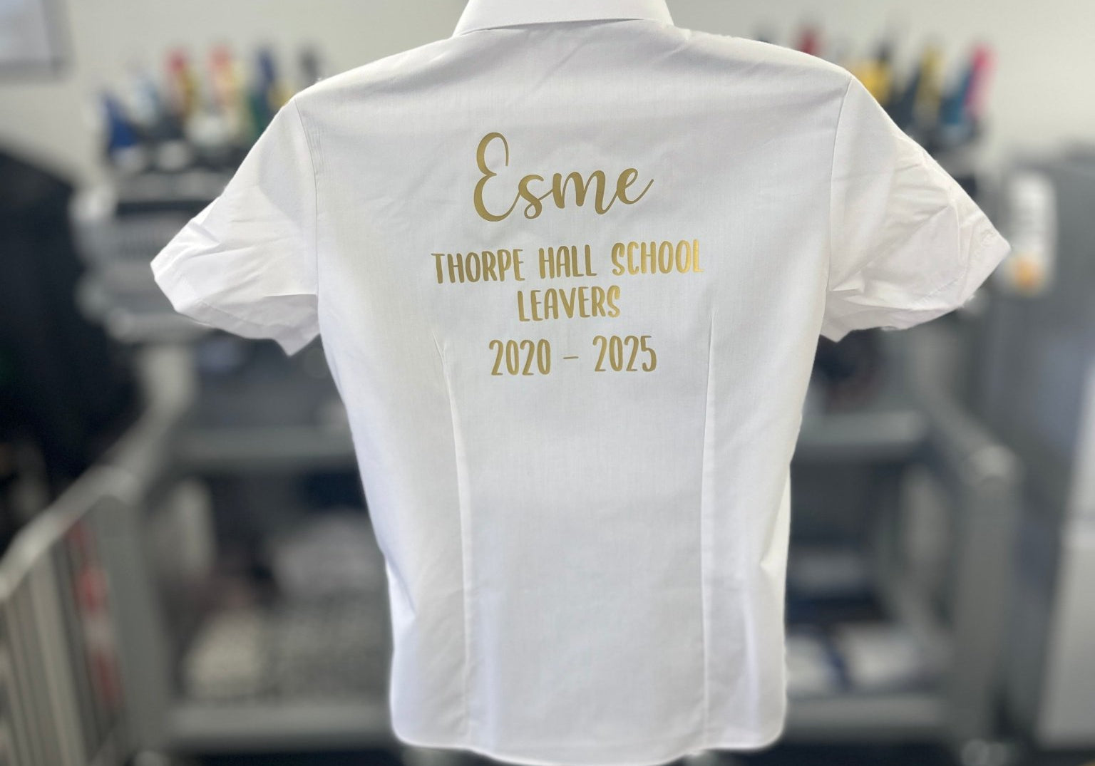 Gold HTV Personalised School Leavers Shirt - Ink Stitch Press