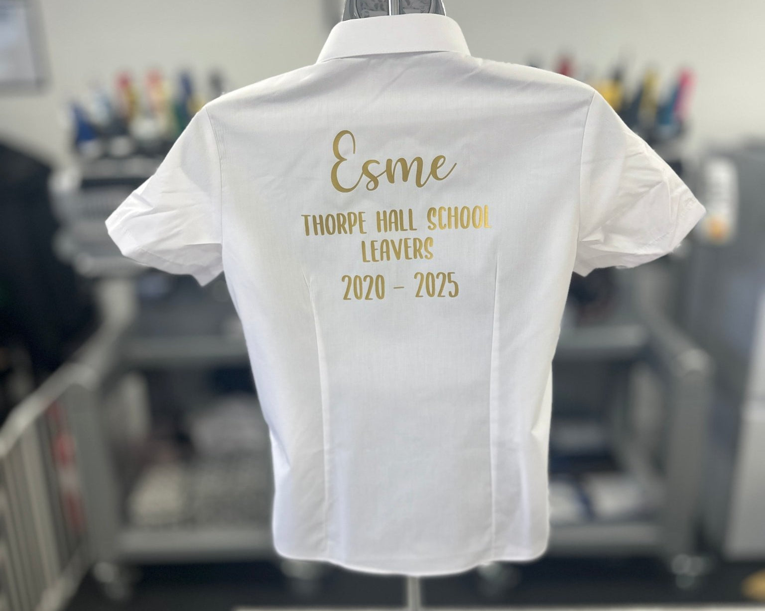 Gold HTV Personalised School Leavers Shirt - Ink Stitch Press