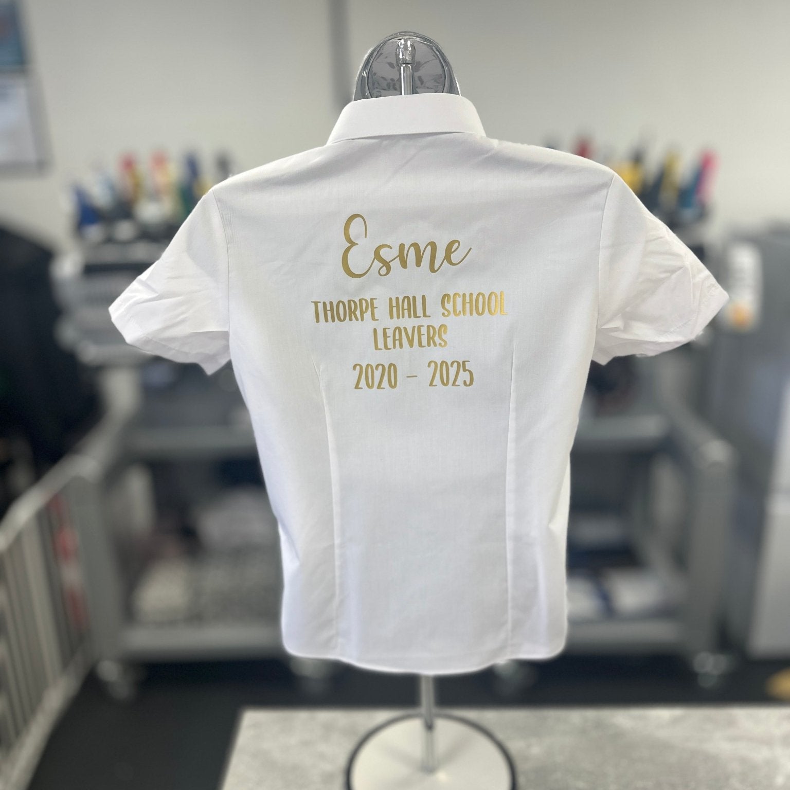 Gold HTV Personalised School Leavers Shirt - Ink Stitch Press