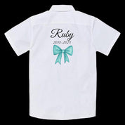 Teal Printed Bow Personalised Leavers Shirt