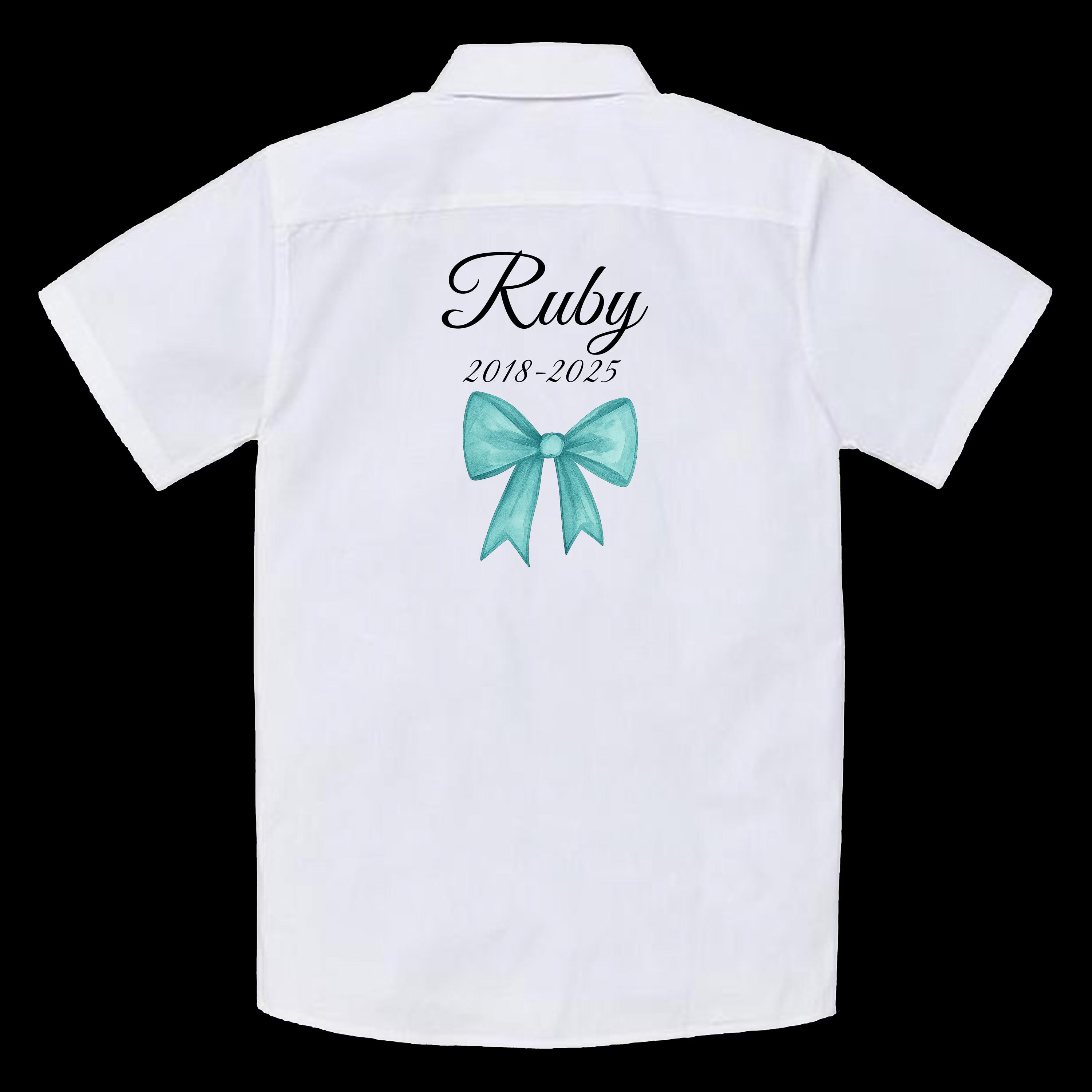 Teal Printed Bow Personalised Leavers Shirt