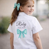 Teal Printed Bow Personalised Leavers Shirt
