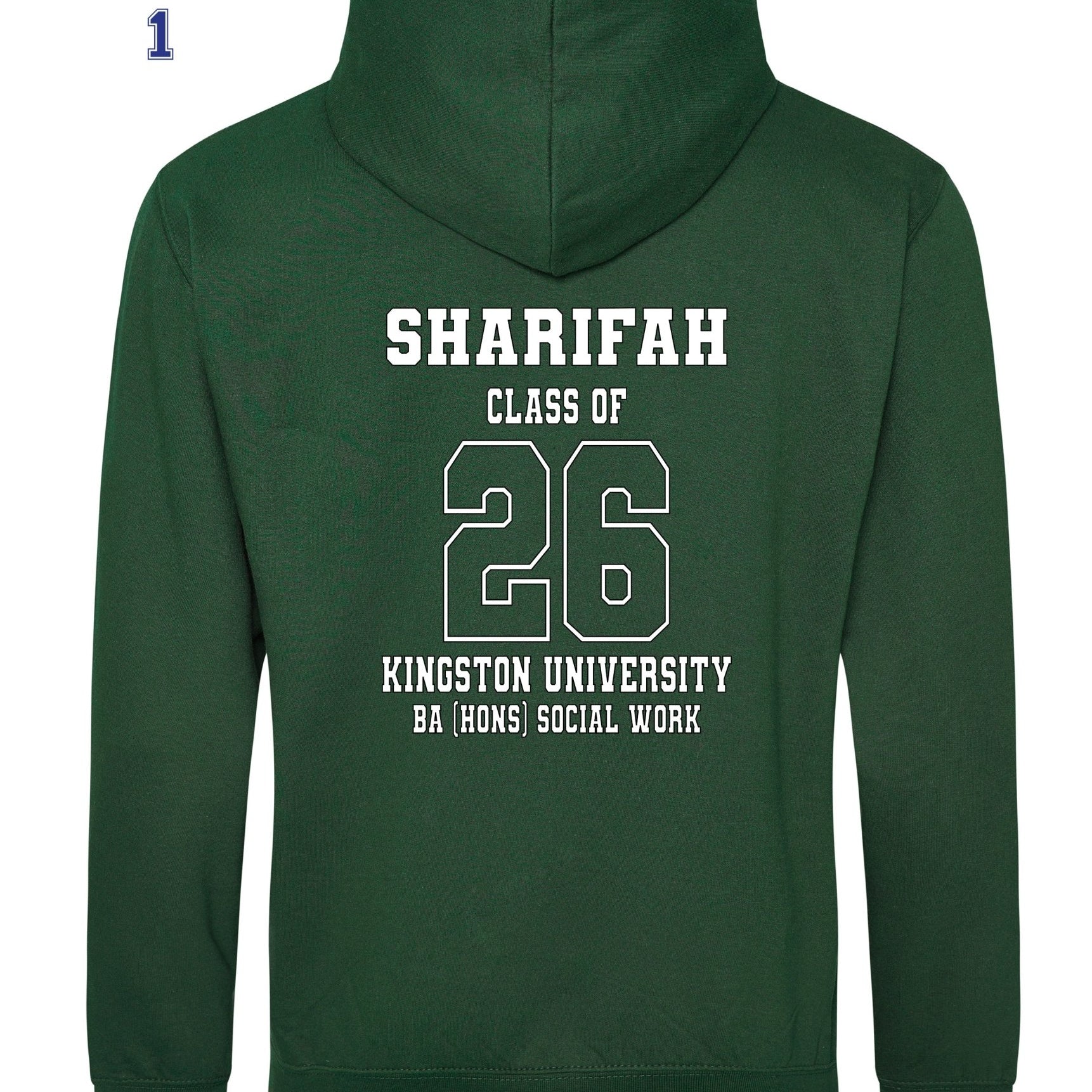 Kingston University Hoodie Class of 2026 – BA (Hons) Social Work - Design 1 With Student's Name - Ink Stitch Press