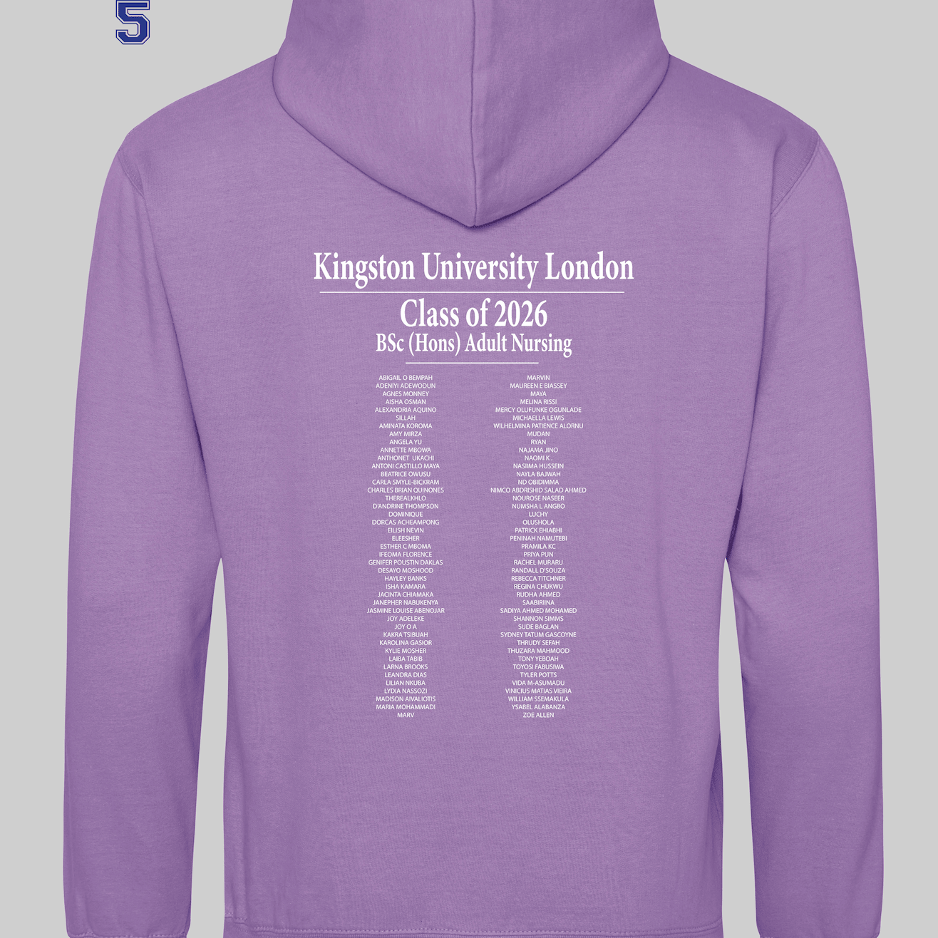 Kingston University Hoodie Class of 2026 – BSc (Hons) Adult Nursing - Ink Stitch Press