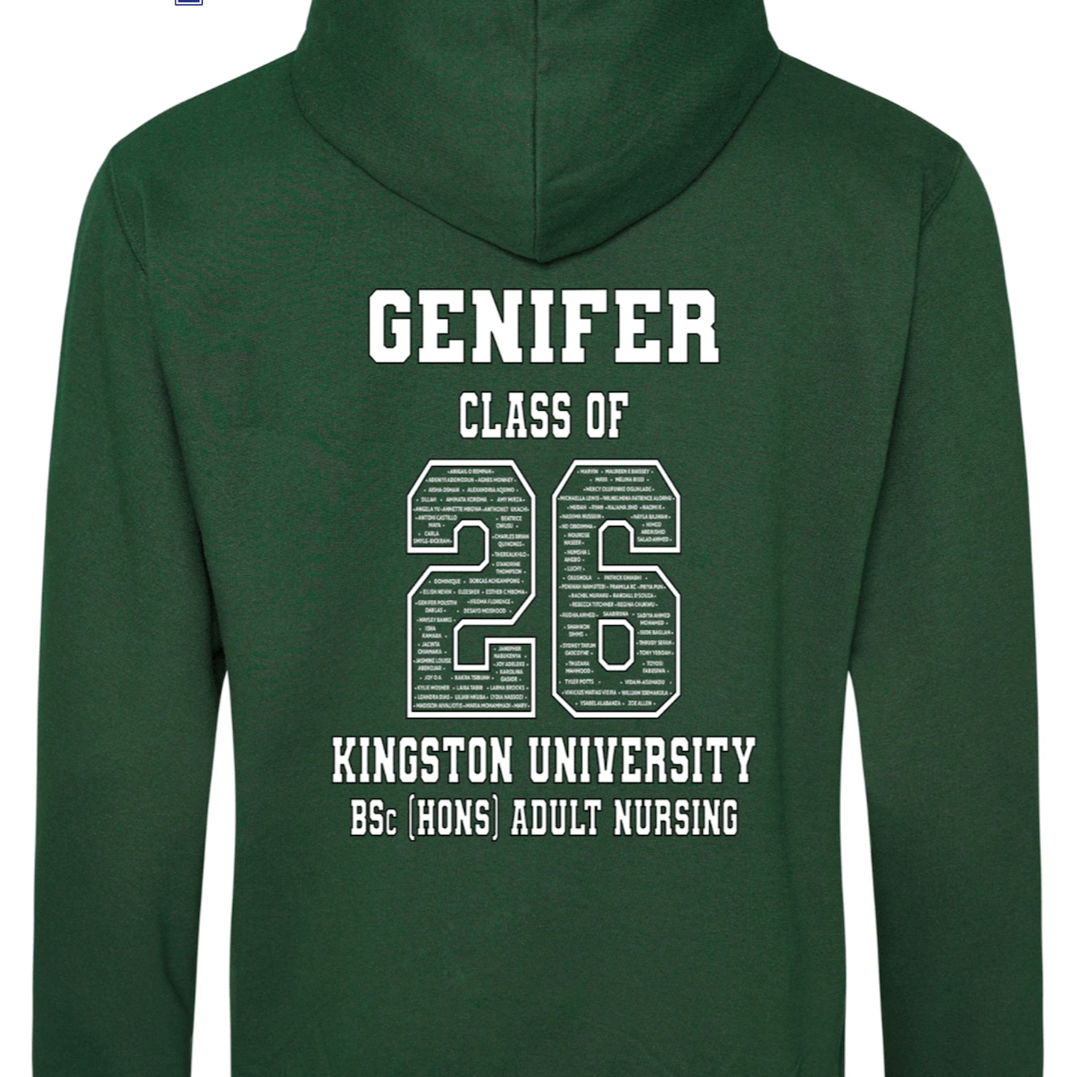 Kingston University Hoodie Class of 2026 – BSc (Hons) Adult Nursing - Ink Stitch Press